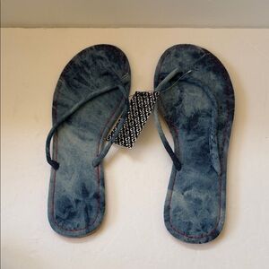 New H&M Denim Tie Dye Design Flip Flops